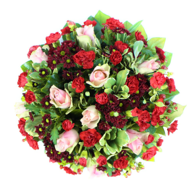 Posy SYM-346 - A lovely red and pink classic funeral posy handmade to order by our funeral tribute specialists and delivered by hand.